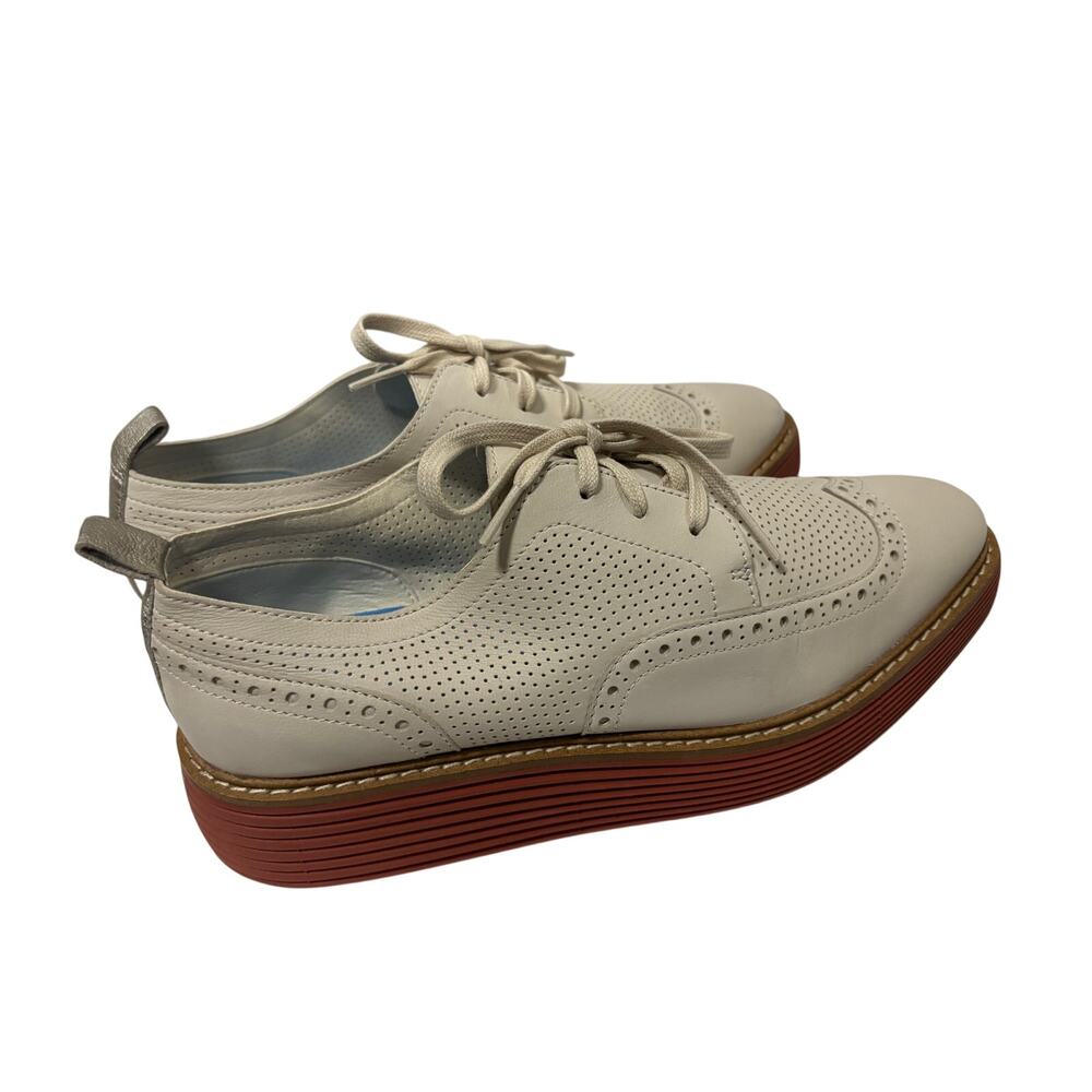Cole Haan W28119 Cream Leather Wingtip Platform Oxfords Women 8.5B